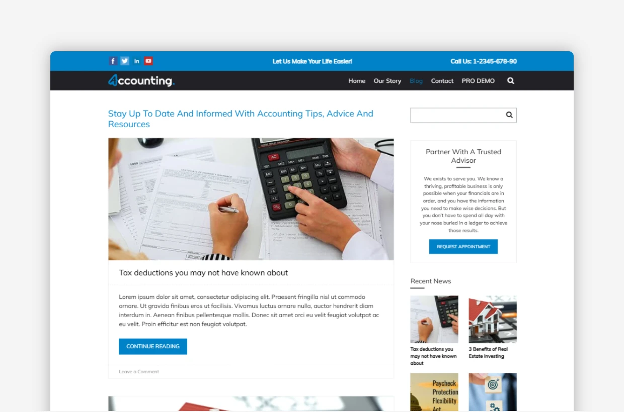 Free Accounting WordPress Template