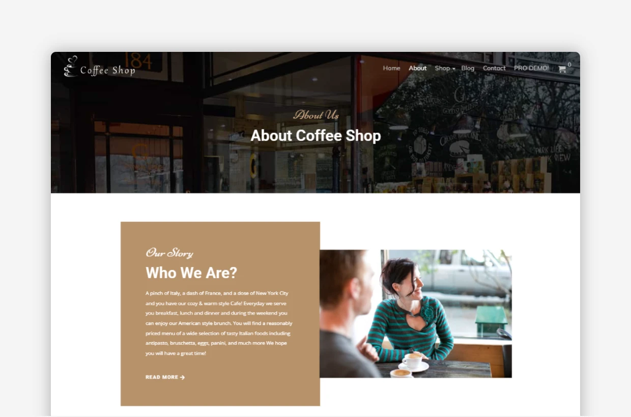 Free Coffee Shop WP Theme