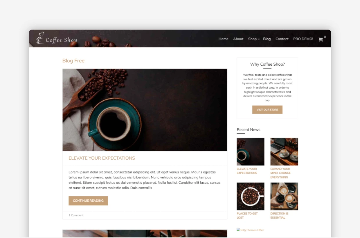 Free Coffee House WP Template