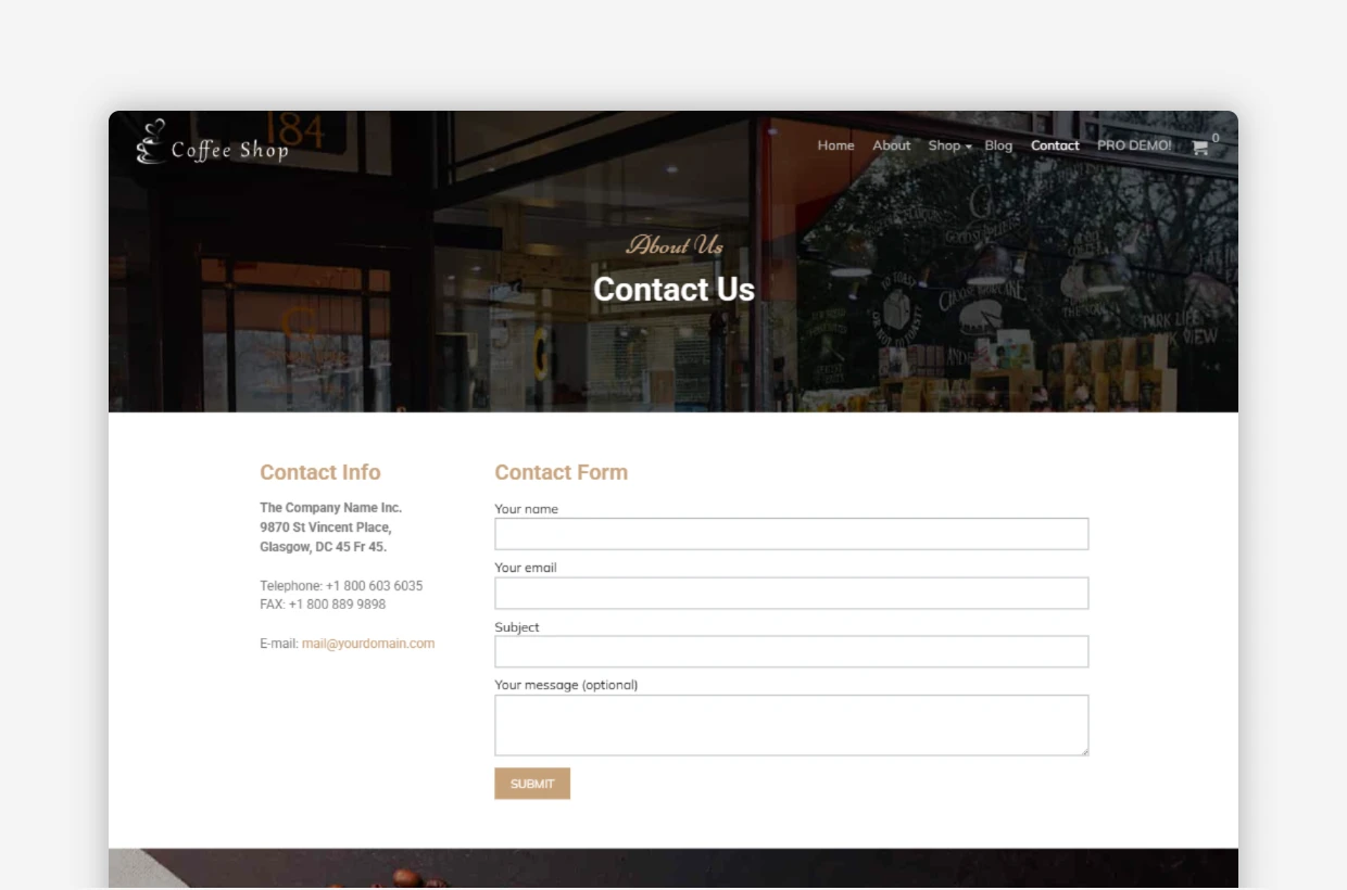 Free Coffee House WordPress Theme