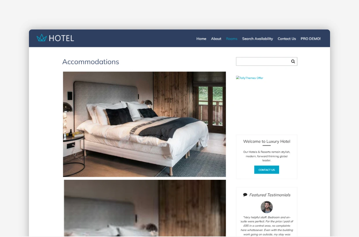 Free Hotel Booking WordPress Template