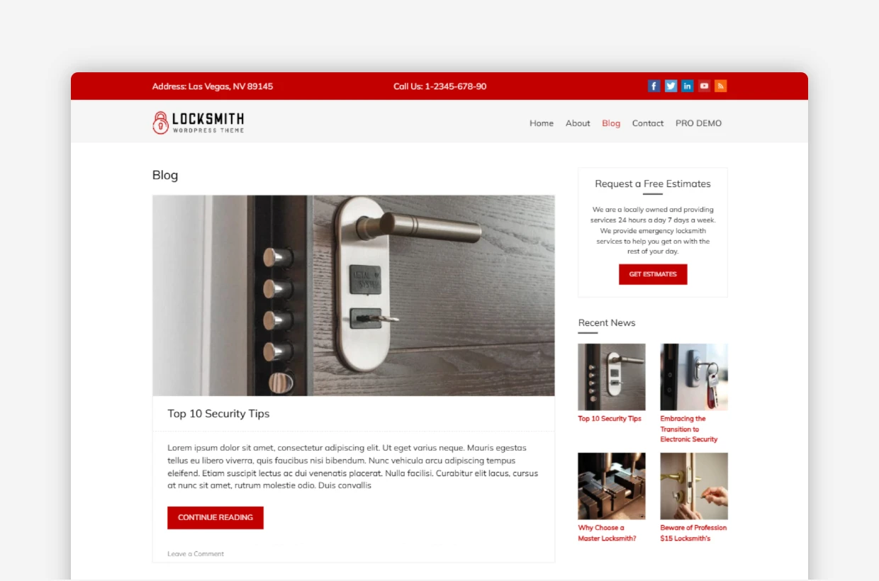 Free Locksmith WP Theme