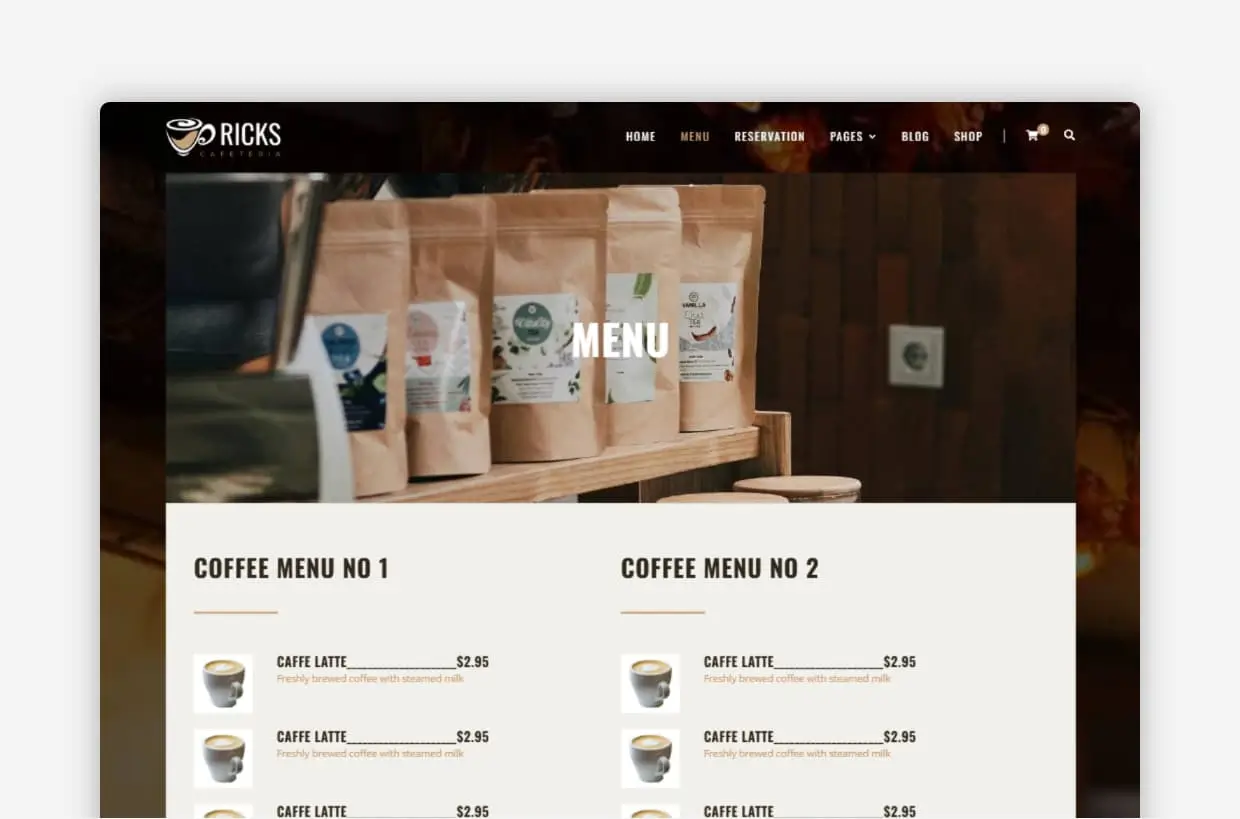 Cafeteria WordPress Template