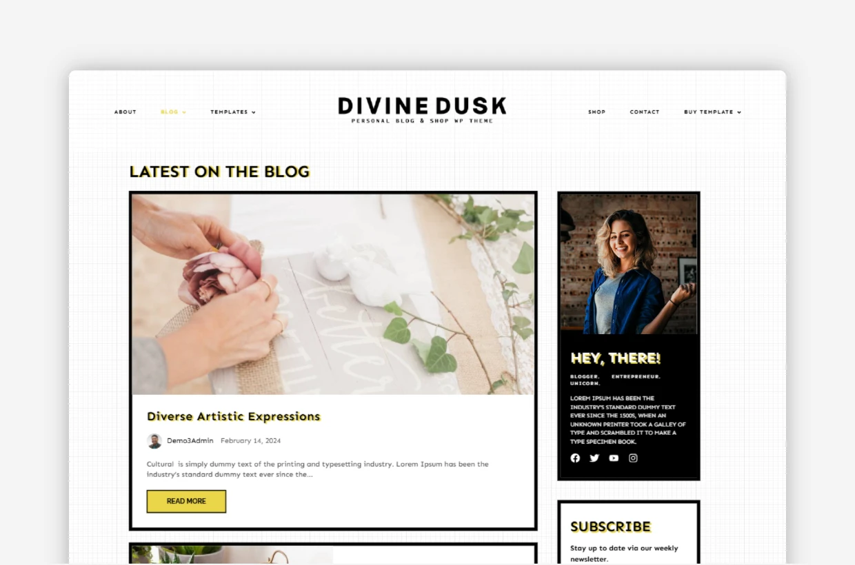 premium blog & shop wp template
