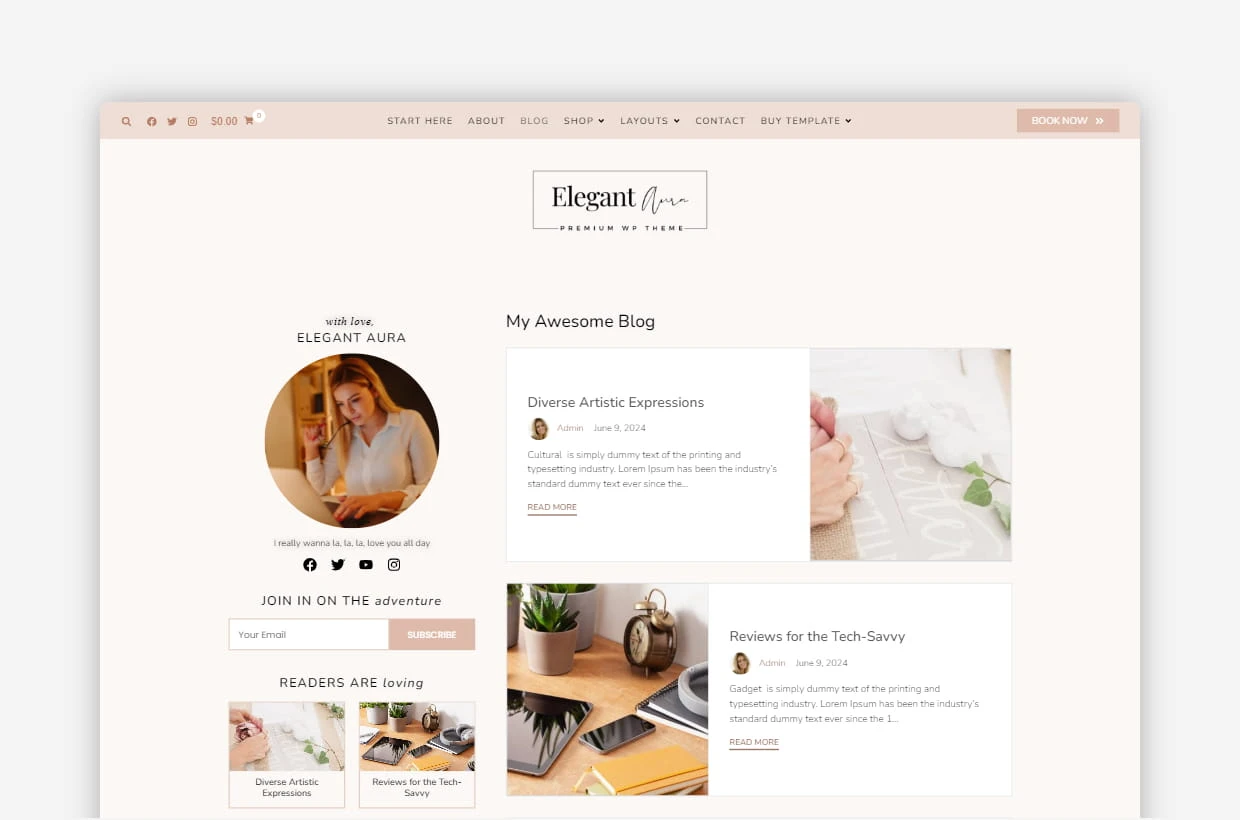 premium blog & shop wordpress template