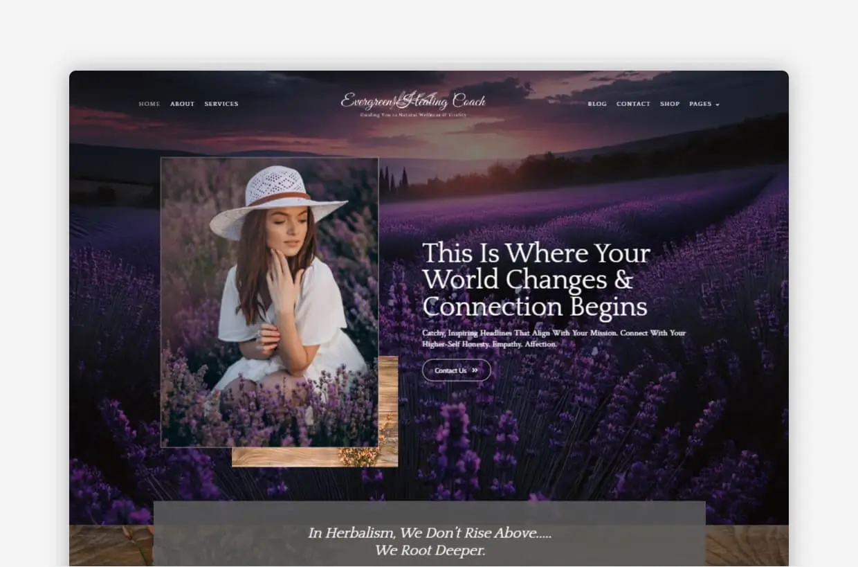 Wellness Coach WordPress Theme – Evergreen Healing Coach