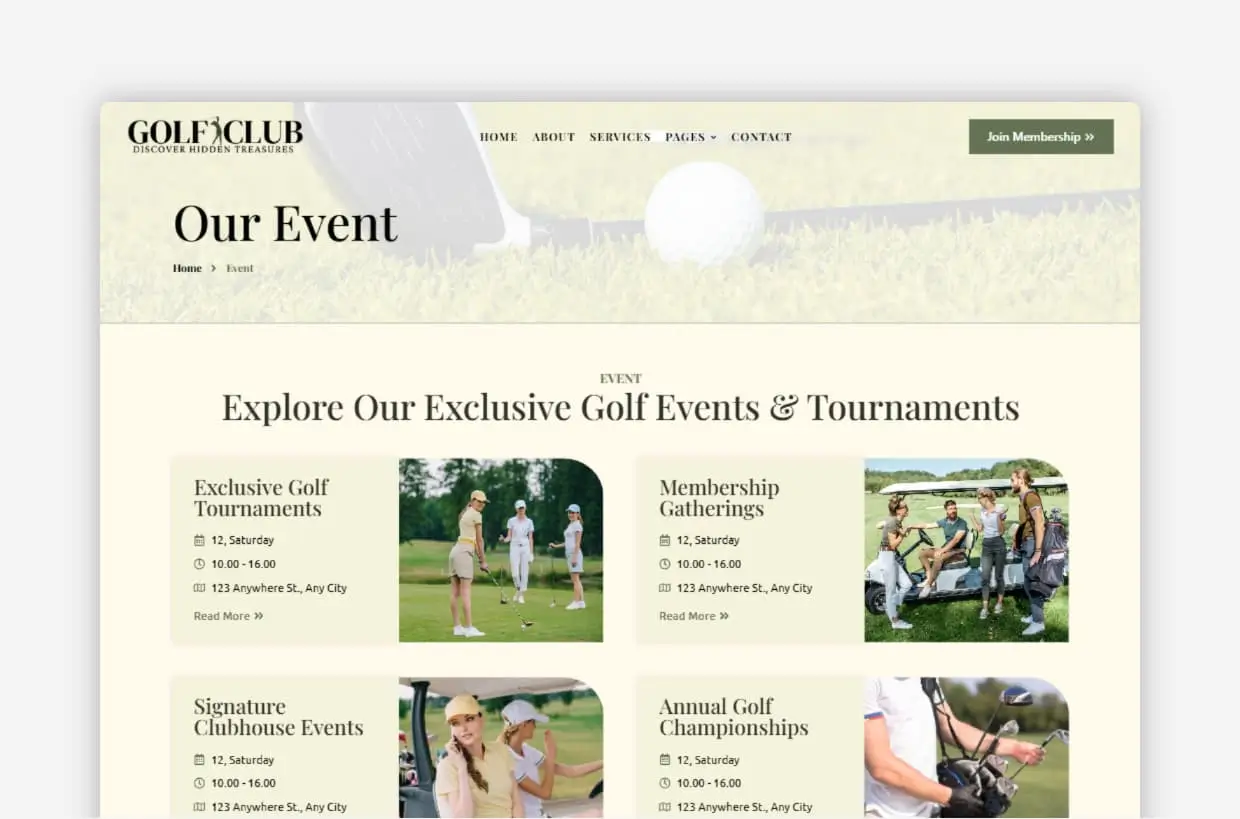 Golf Club WordPress Theme