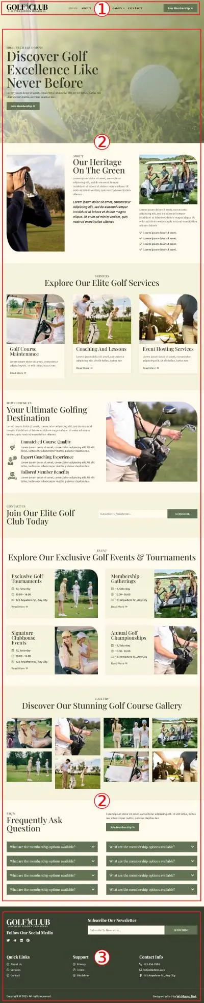 Golf Club WordPress Theme Documentation