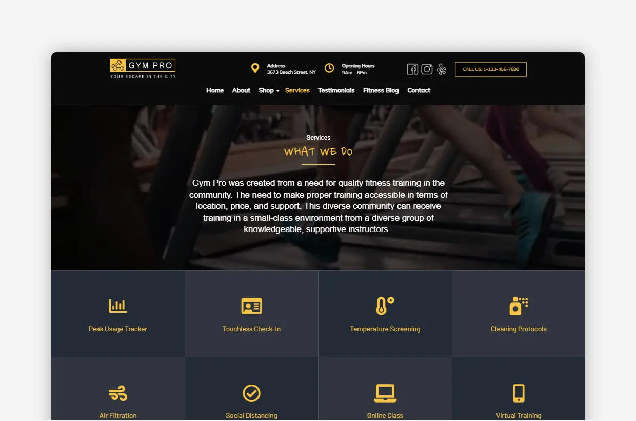 premium gym wp template