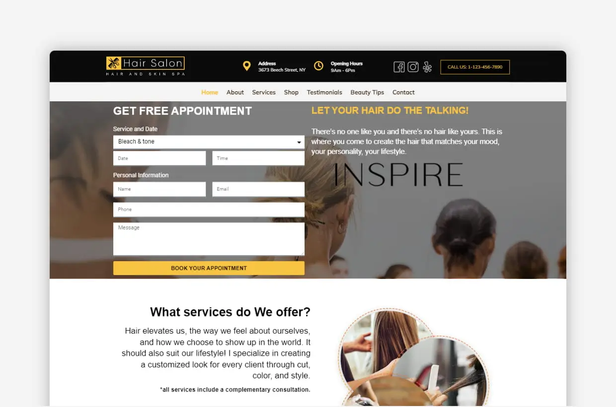 Hair Salon WordPress Theme - Hair Salon Pro