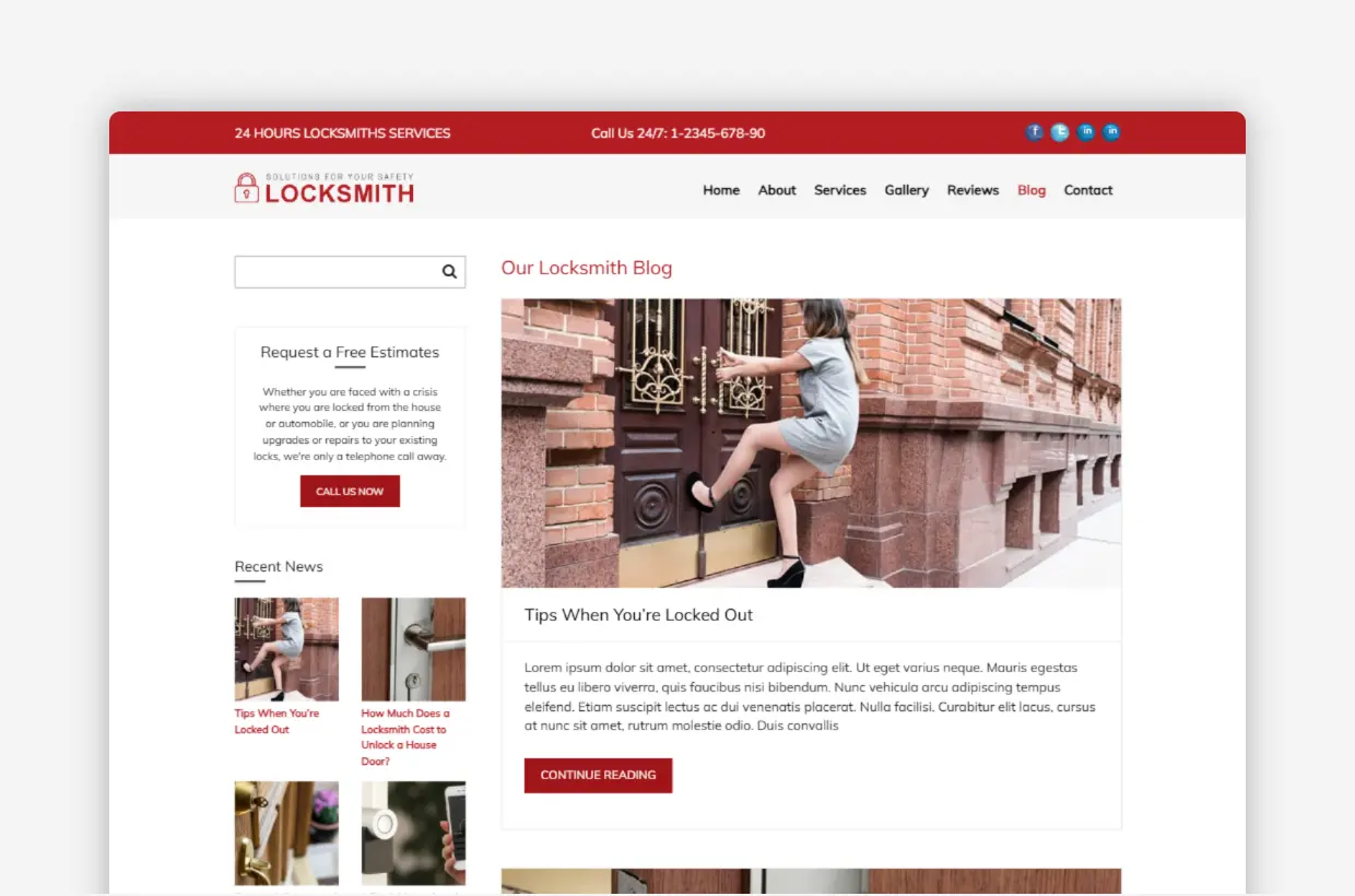 Locksmiths WordPress Theme