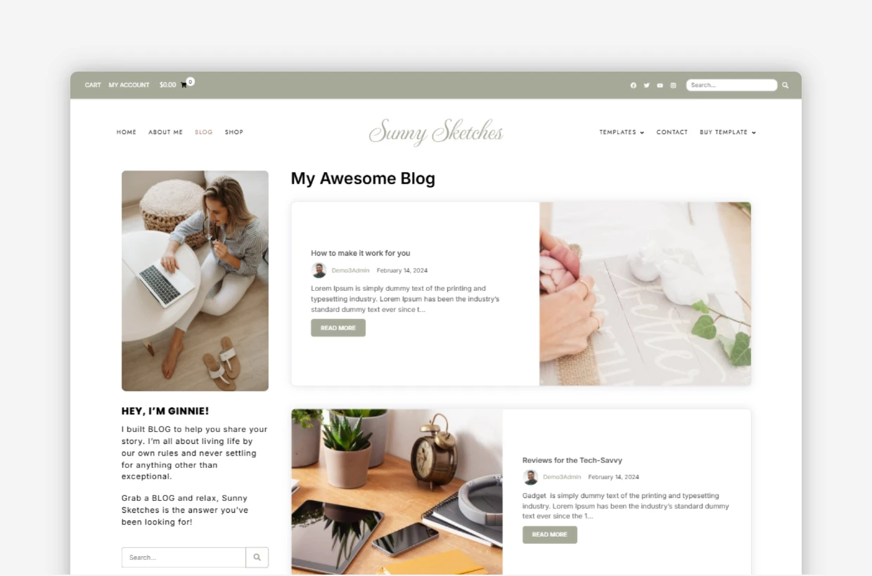 premium blog & shop wp template